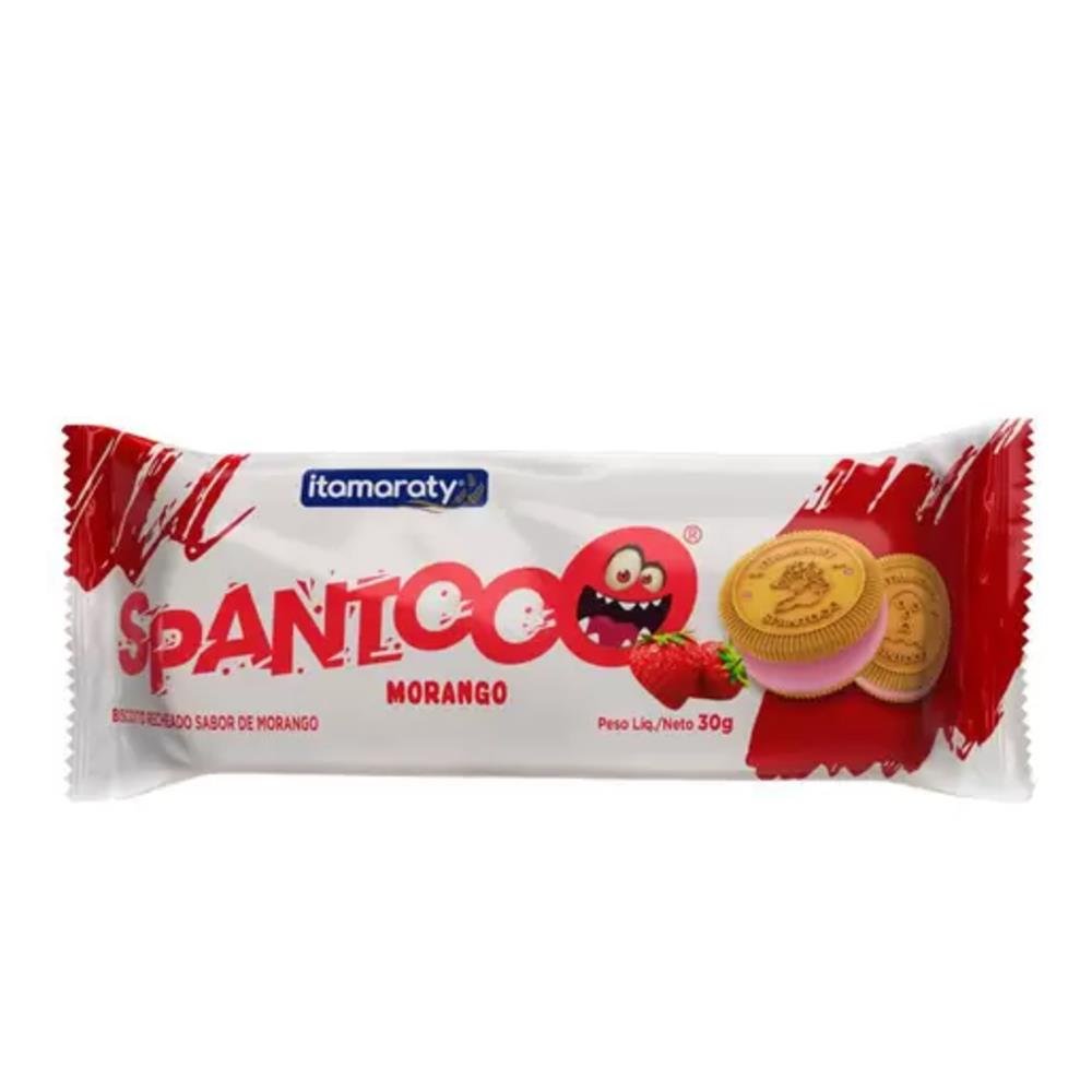 Biscoito Recheado Mini Spantoo Morango Caixa Com 45 De 30G