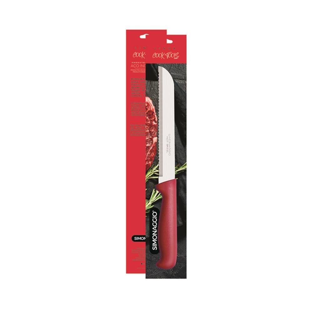 Faca Pão 7" Inox Cook Tools Vermelho