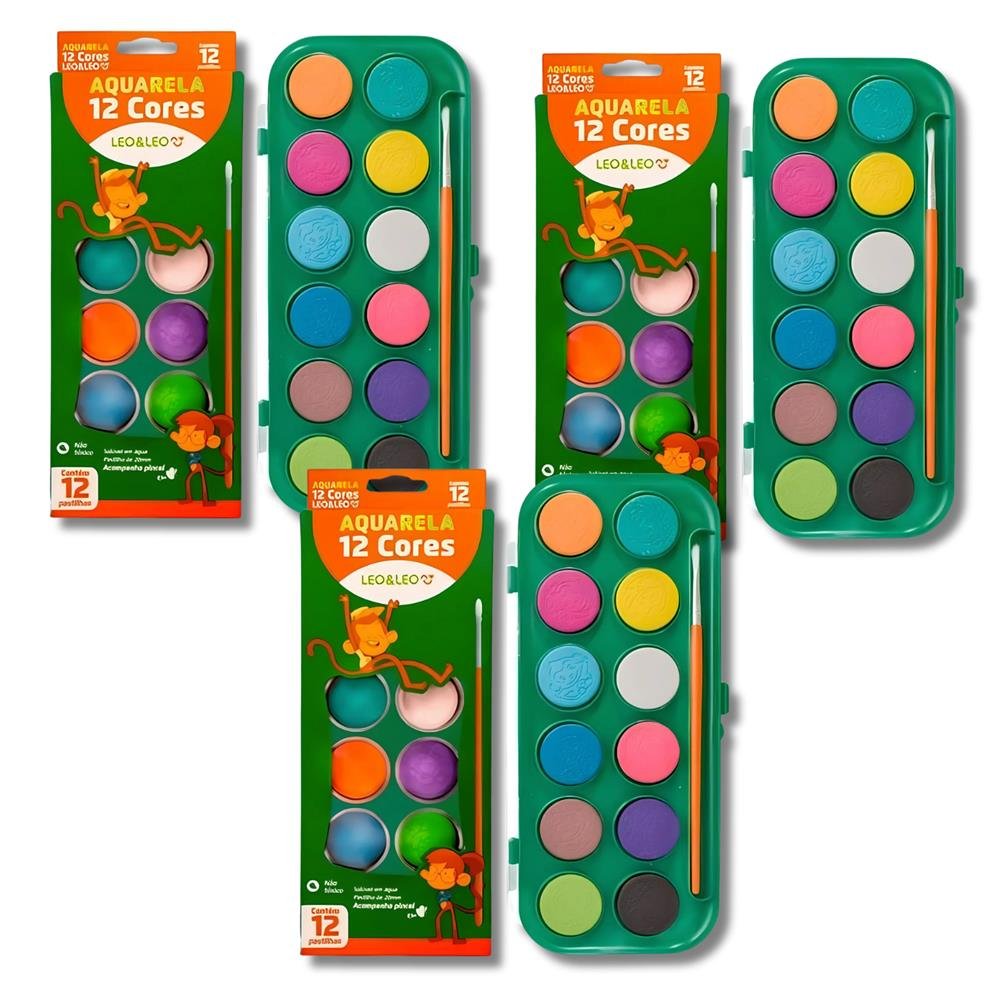 Aquarela 12 Cor Pastilha Leo E Leo 4193