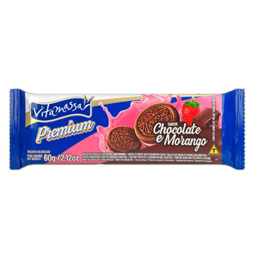 Biscoito Recheado Premium Vitamassa 60g Chocolate/Morango