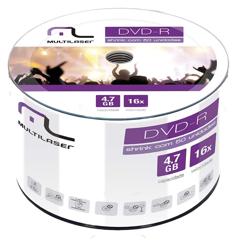 Mídia Dvd-R Multilaser Com 50 Unidades Shrink Capacidade 4.7Gb 16X - DV060
