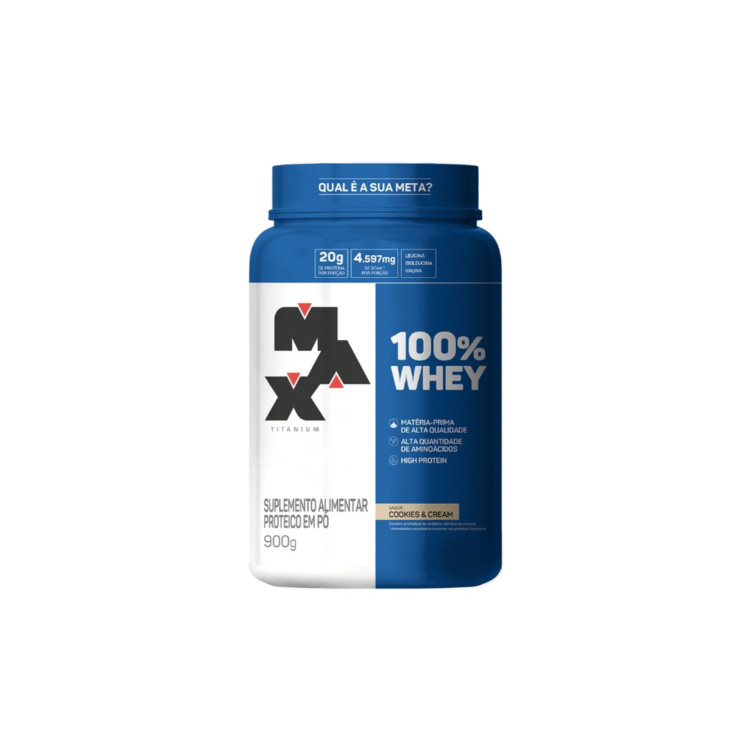 100% Whey Cookies&Cream Max Titanium Pote 900g