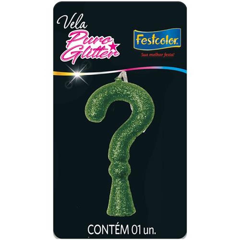 Vela Puro Glitter Verde N ? - Embalagem com 1 unidade.