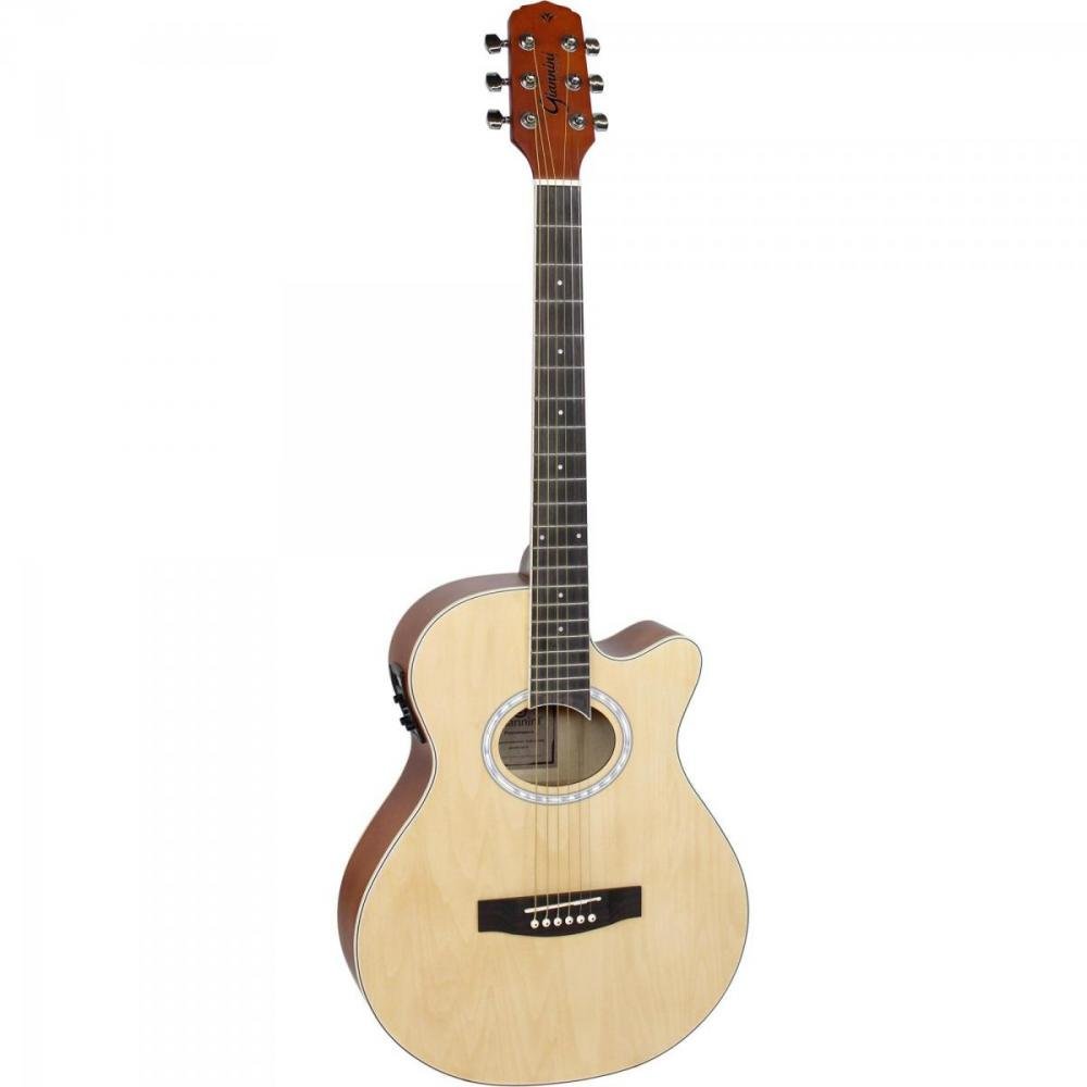 Violão Mini Jumbo Cutaway Aço Gsf-1d Natural Satin Giannini