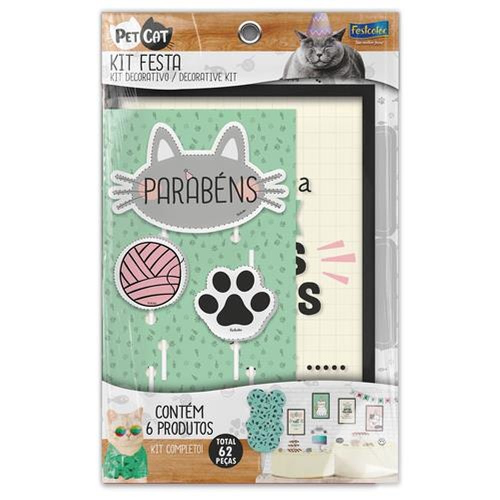 Kit Festa Pet Cat - Embalagem com 1 unidade.