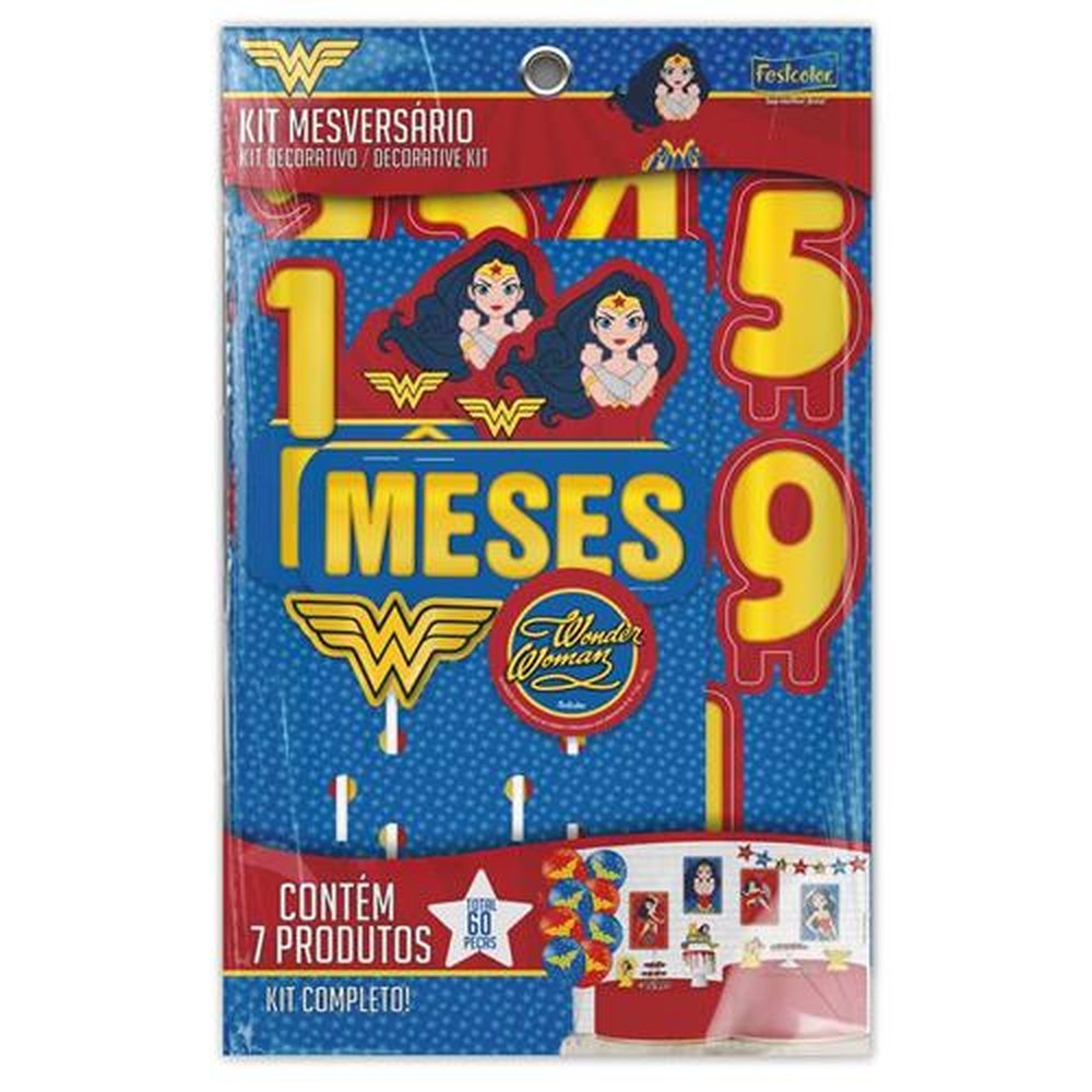 Kit Mesversario Mulher Maravilha Kids