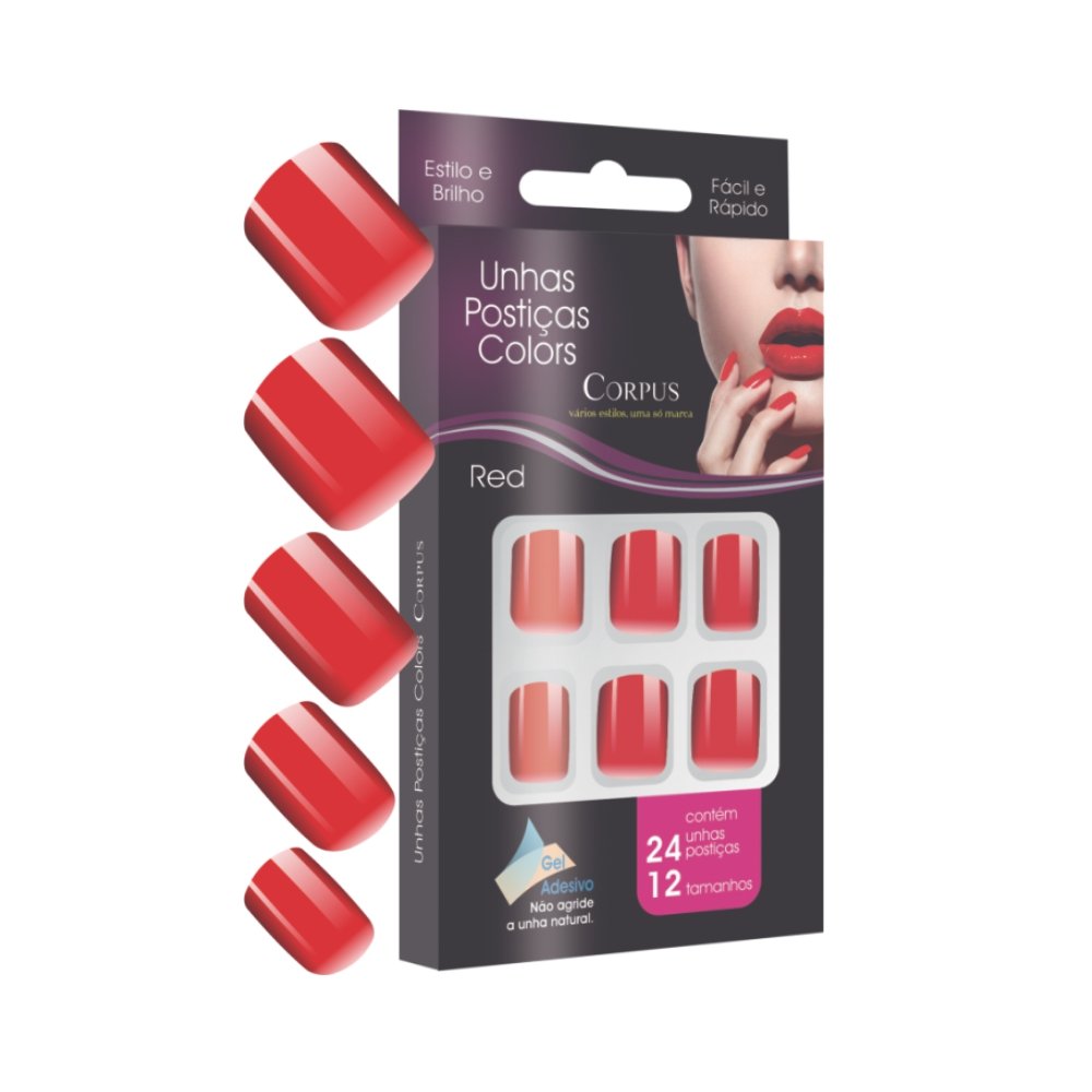 Caixa Com 6 Unidades De Unhas Postiças Colors Corpus Red Corpus ...
