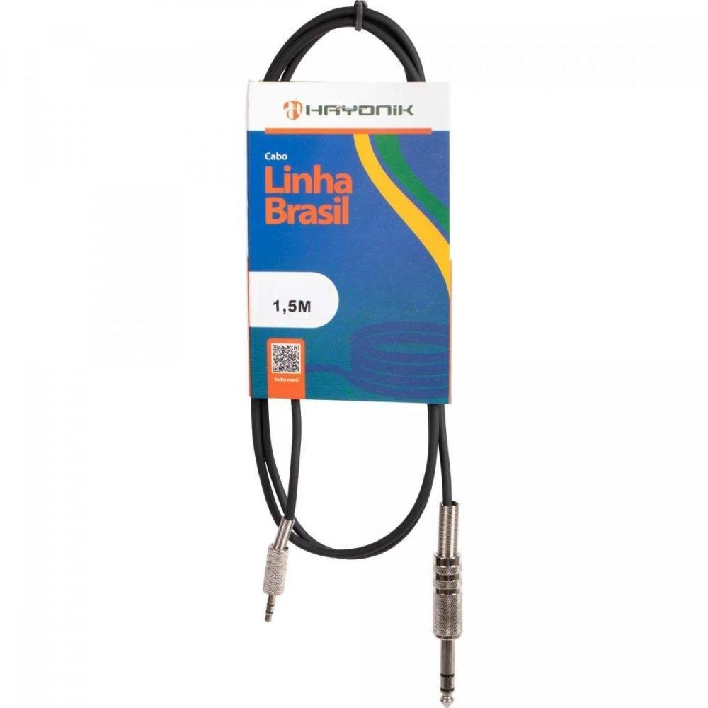 Cabo De Áudio Hayonik Linha Brasil P2 Estéreo X P10 Estéreo 1,5M Preto Un.Venda: Pc/1