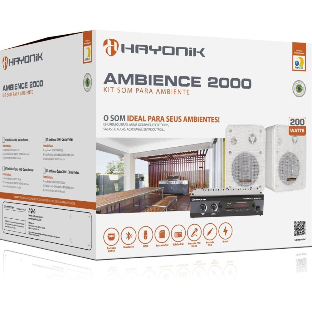 Kit Som Ambiente Ambience 2000 OD V2 Branco Hayonik