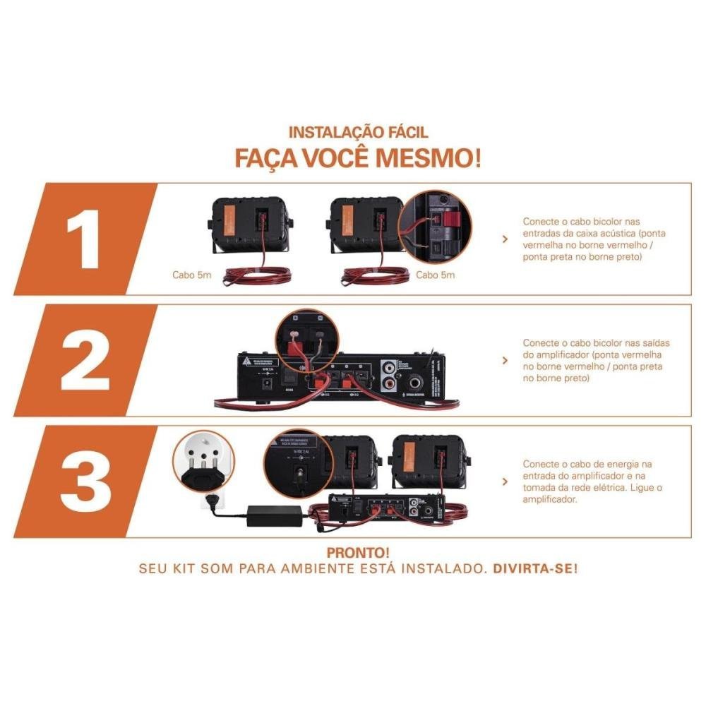 Kit de Som para Ambiente Hayonik Ambience 2000 V2 Preto