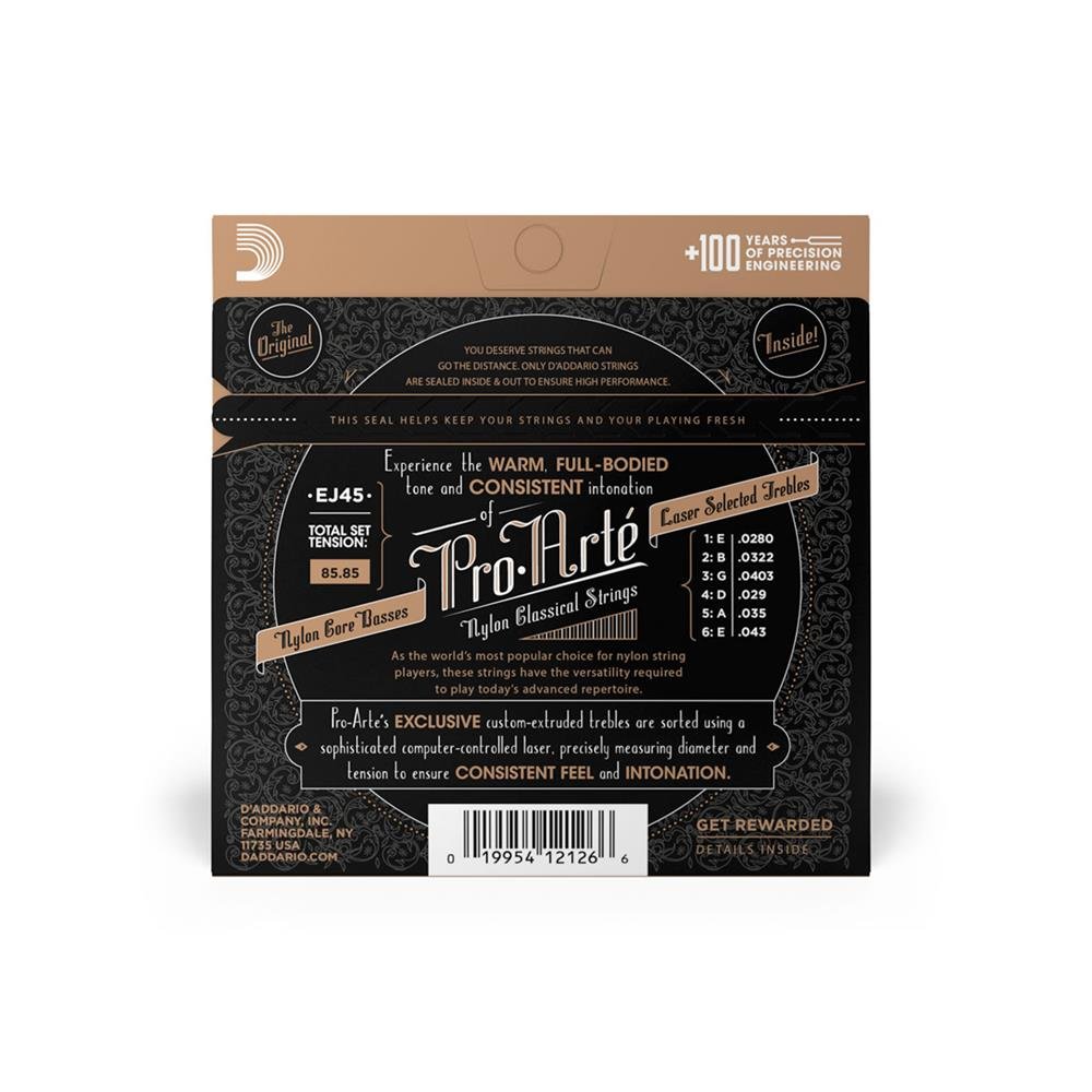 Encordoamento para Violão Nylon Ej45 Médio DAddario