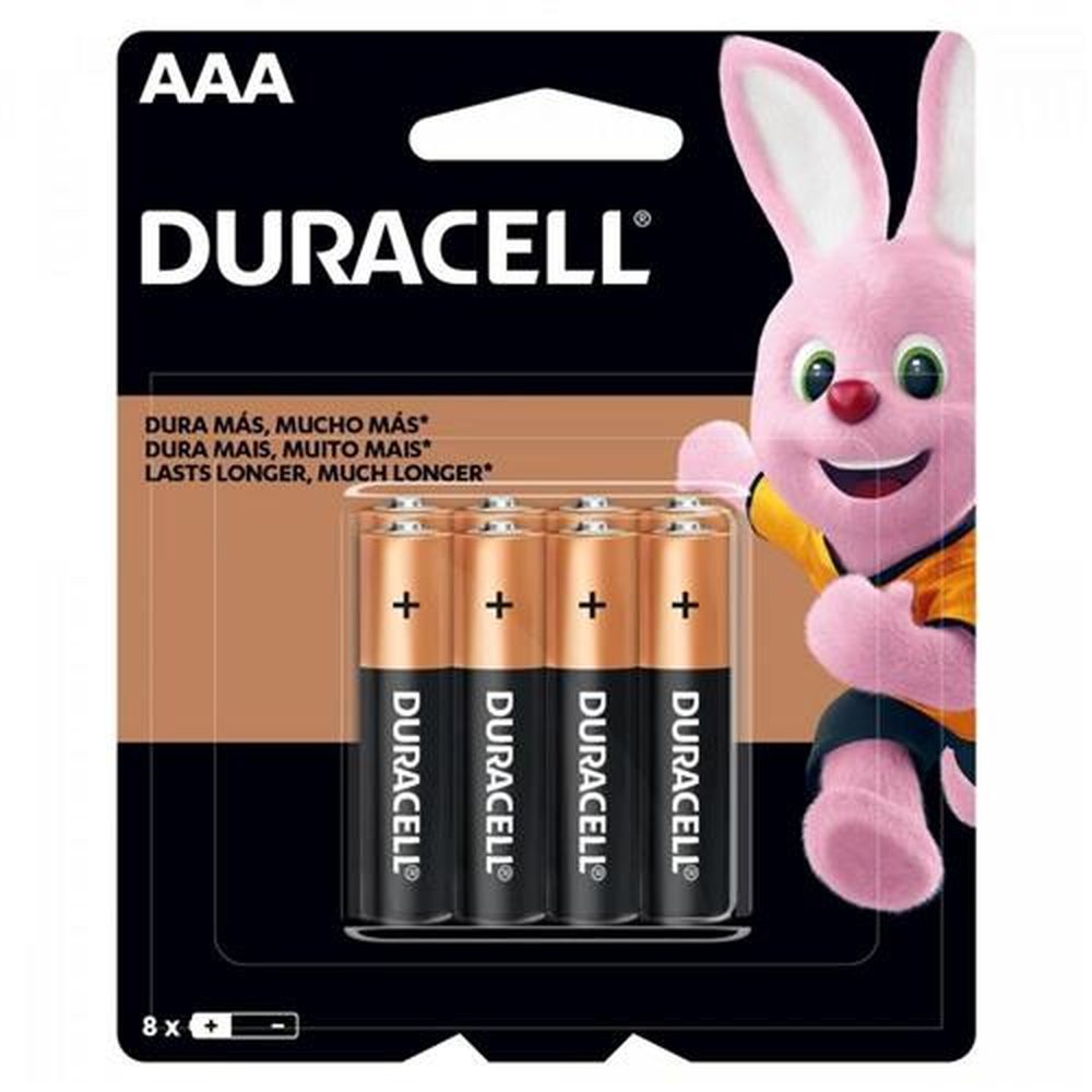Pilha Alcalina 1,5v AAA MN2400 Duracell - Cartela com 8 pilhas