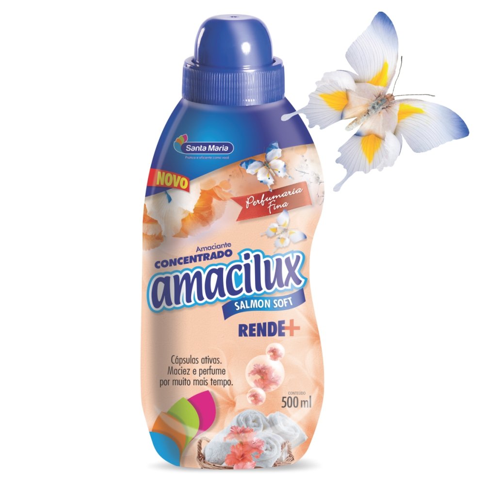Caixa Com 12 Unidades De Amaciante Amacilux Concentrado Salmon Soft 500 ml
