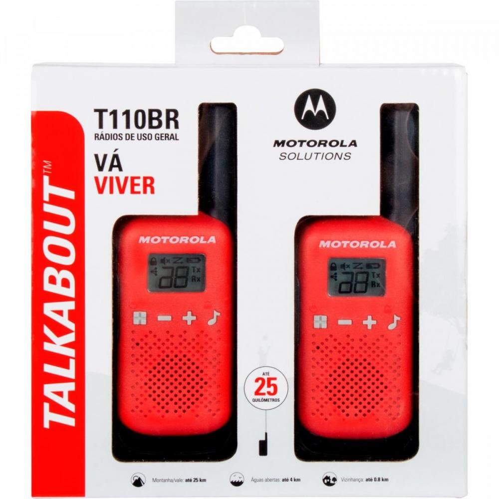 Radio Comunicador Talkabout Motorola T110BR 25km Vermelho