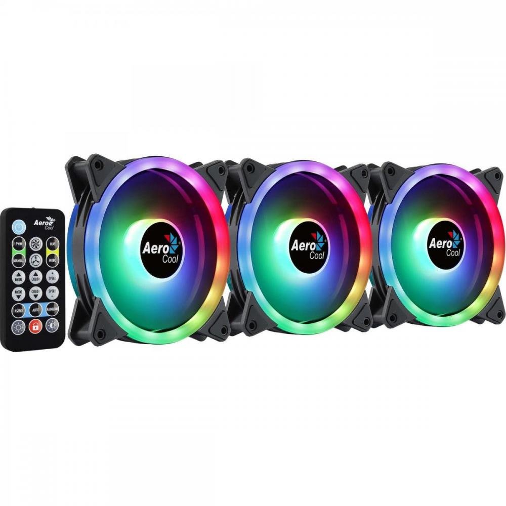 Kit Com 3 Coolers Aerocool Duo 12 Pro ARGB + Hub + Controle Un.Venda: PC/1