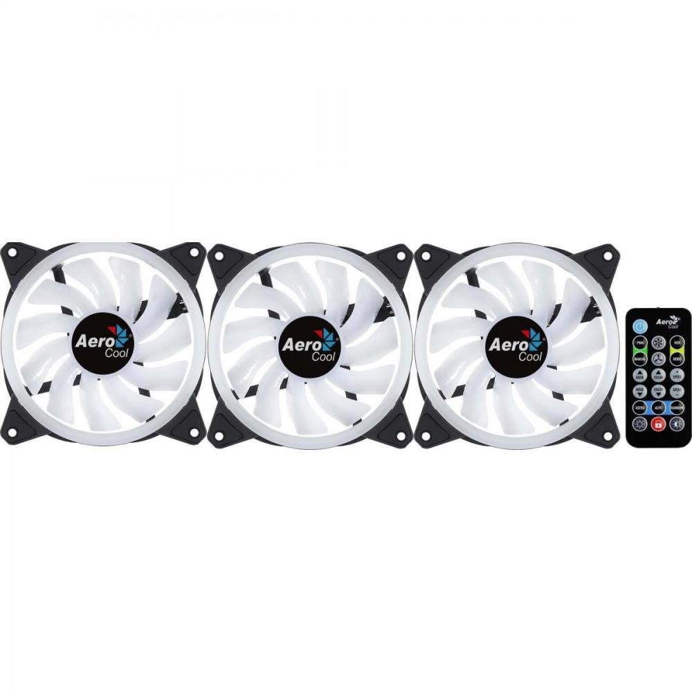 Kit Com 3 Coolers Aerocool Duo 12 Pro ARGB + Hub + Controle Un.Venda: PC/1
