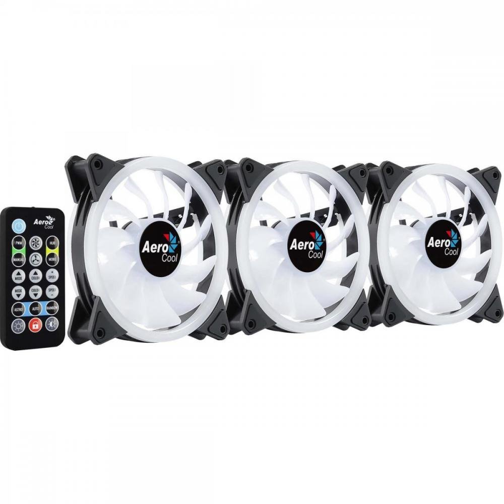 Kit Com 3 Coolers Aerocool Duo 12 Pro ARGB + Hub + Controle Un.Venda: PC/1