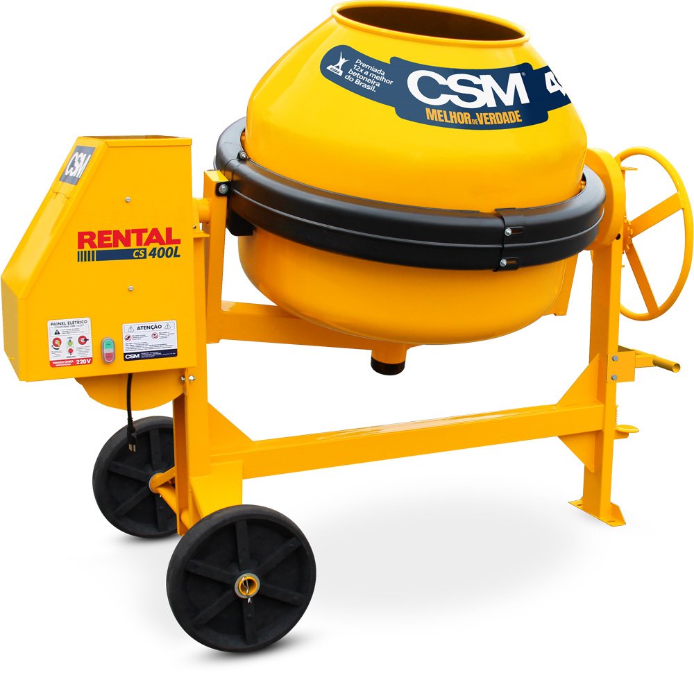 Betoneira Rental CS 400L sem motor, com painel monofásico 127V