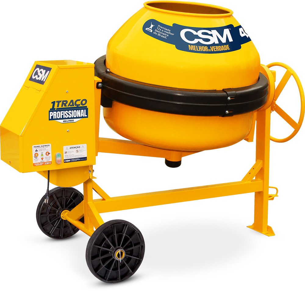 BETONEIRA 1 TRACO PROFISSIONAL 400L C/MOTOR E PAINEL 220V TRIFÁSICA