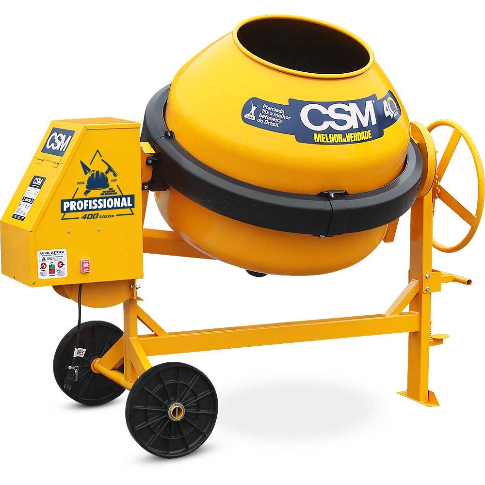 Betoneira Profissional 400 litros - Sem motor, Painel Trifásico 380V