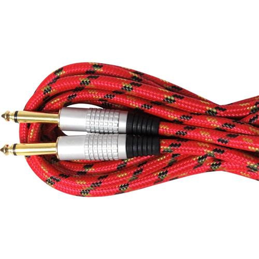Cabo Guitarra P10 x P10 5m Cbgu0005 Vermelho Têxtil Storm