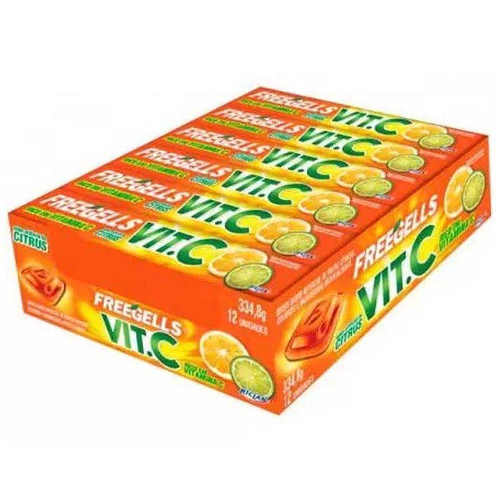 Drops Freegells Display Com 12 Unidades Sabor Vit C Riclan