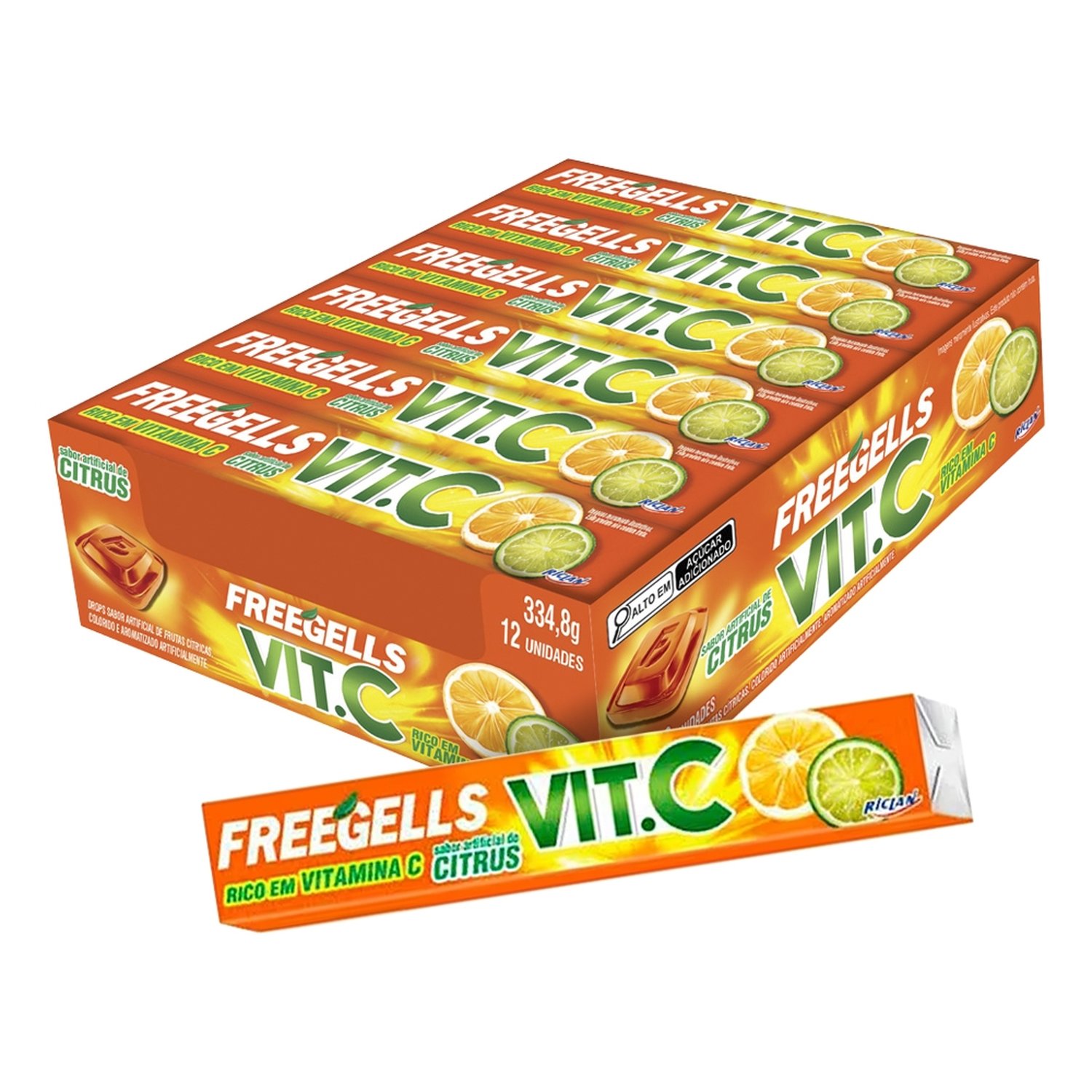 Drops Freegells Play Vitamina C 27,9g - Embalagem com 12 Unidades