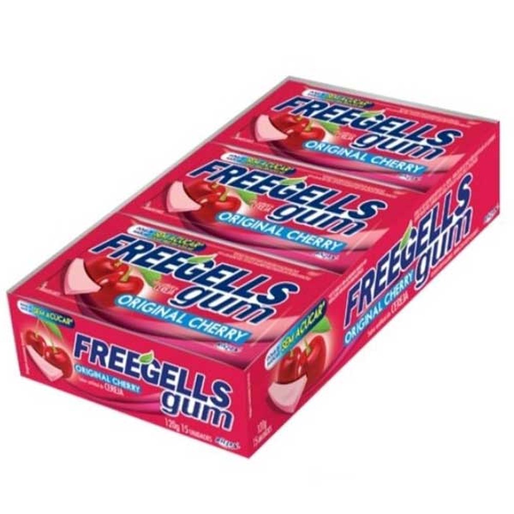 Chicle Freegells Sem Acucar 1x15 Cherry