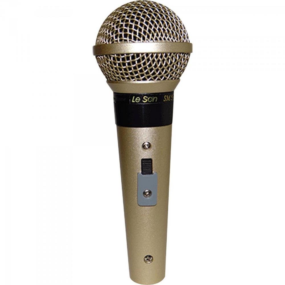 Microfone Profissional com Fio Cardioide Sm58 P4 Champanhe Leson