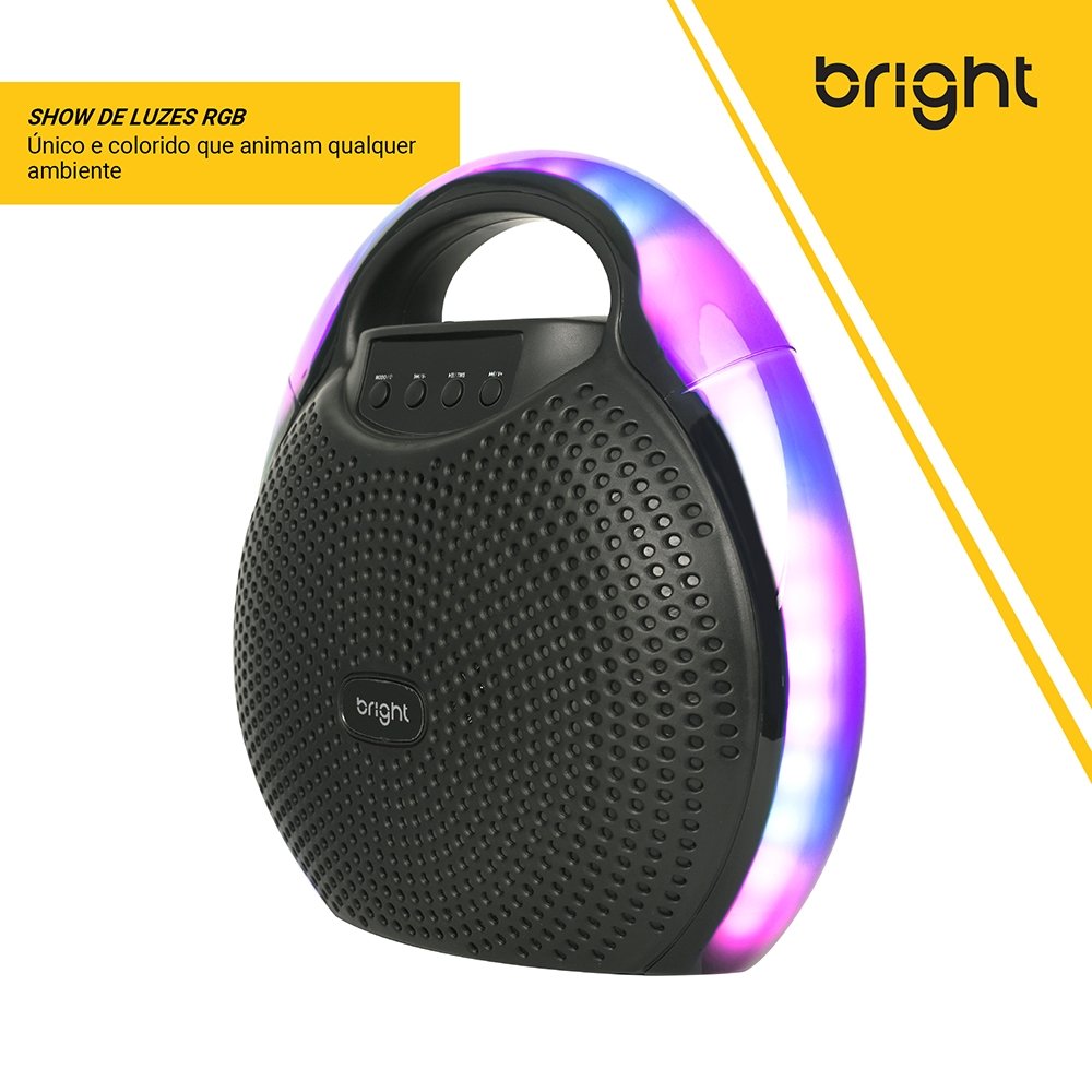Caixa Amplificada Bright C11 Color Drip, 100W, Bluetooth/Fm/USB/SD, Preto