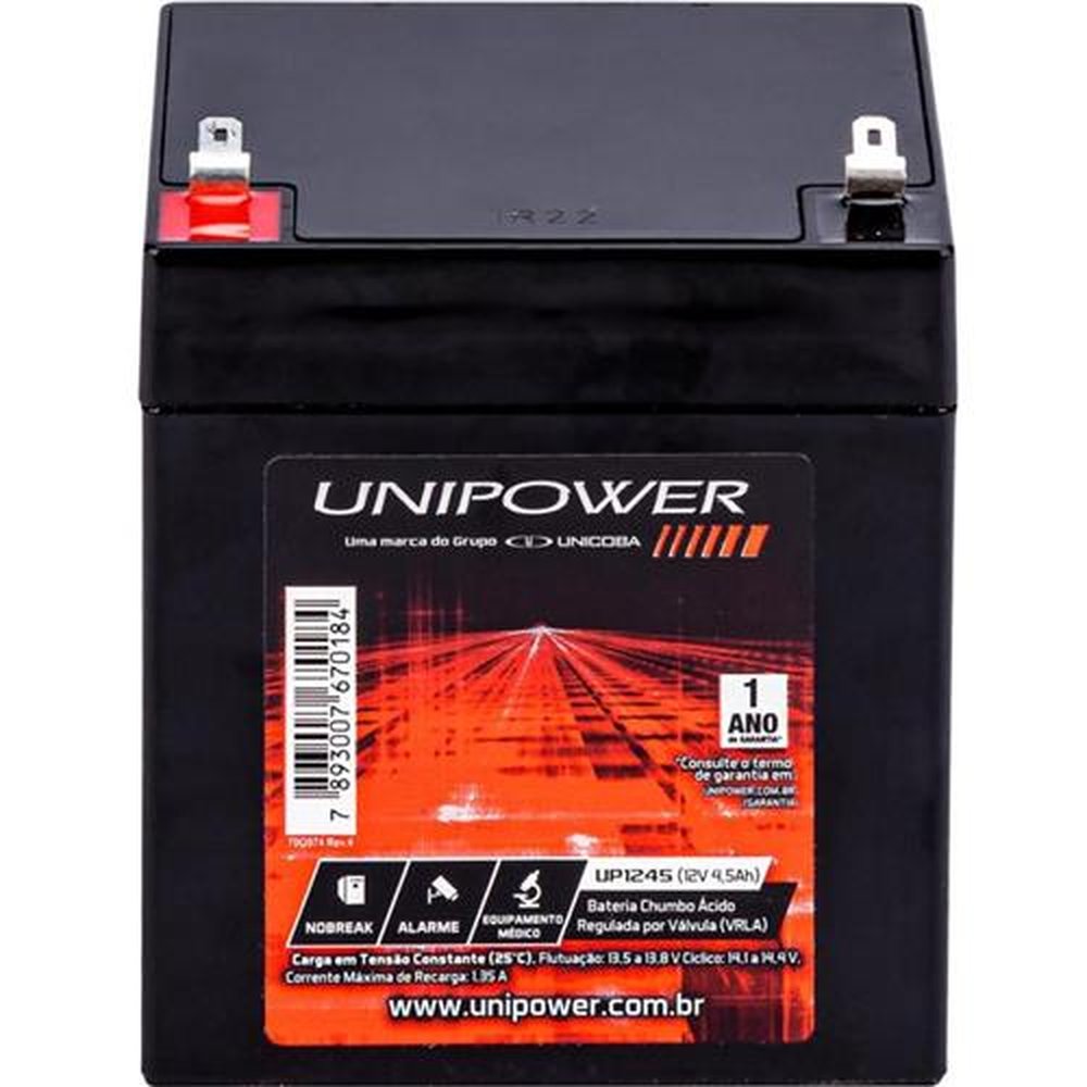 Bateria Estacionária Selada 12v/4,5a Vrla Up1245 Unipower