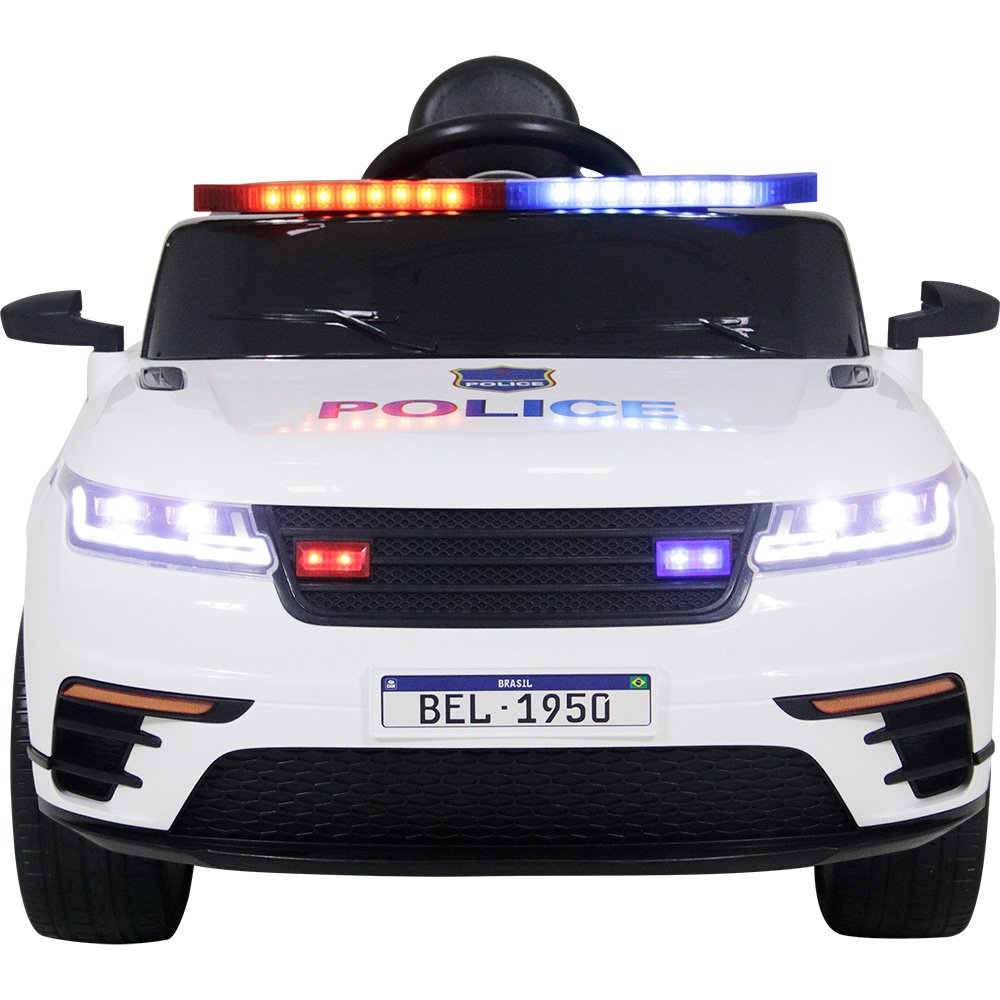 Carro Elétrico Drift Policia 12V Branco Bel