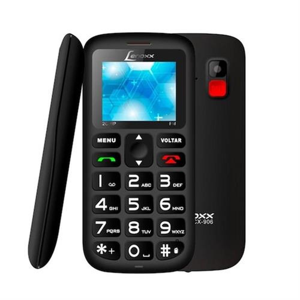 Celular Lenoxx CX 906 com Tela 1,8?, Dual Chip, Câmera VGA, Bluetooth, Rádio FM e MP3 Botão SOS - Preto