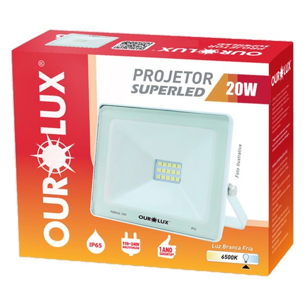 Projetor/Refletor Led Slim 20W Biv Branco 6500K BC