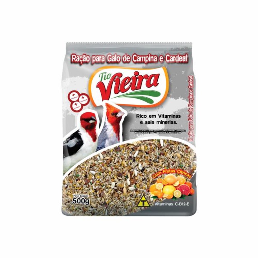 Racao Tio Vieira Galo Campina Cardeal 10x500g