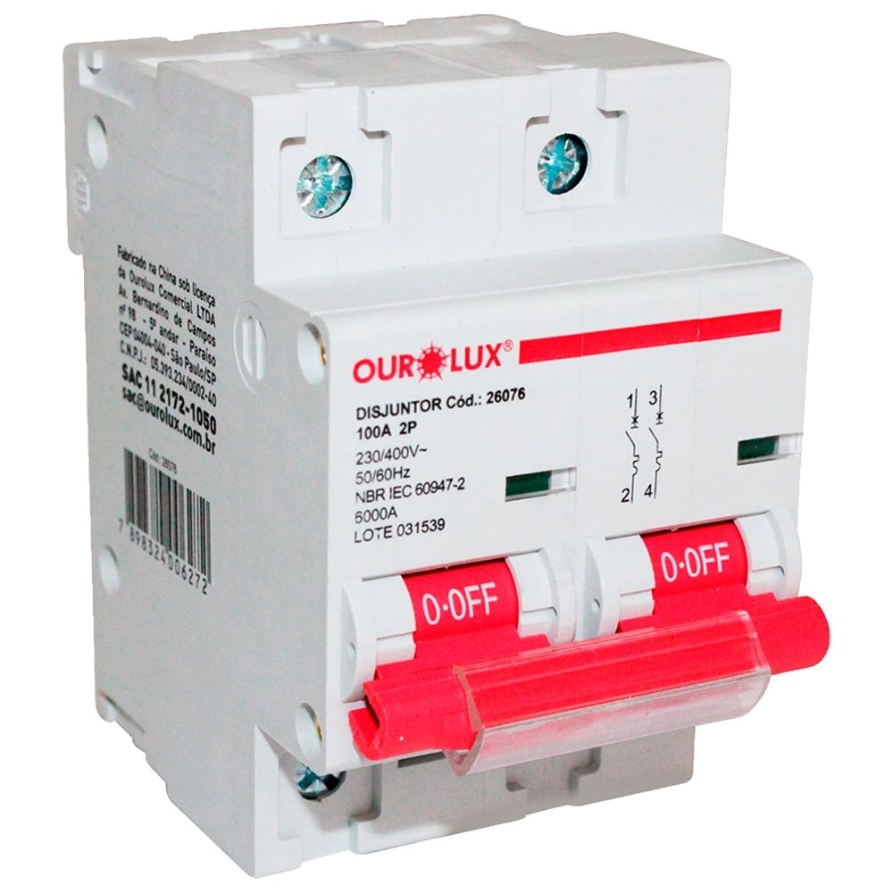 Disjuntor Ourolux Din 2P 100A Branco