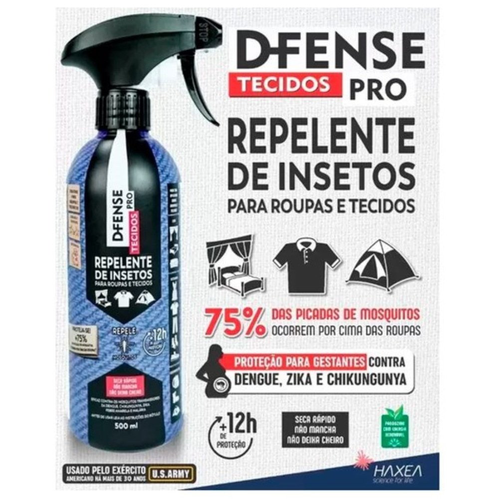 Repelente de Insetos D-Fense Pro, Tecidos, 500ml