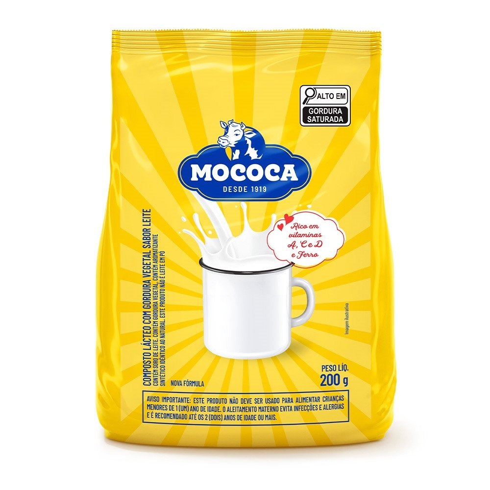 Leite em Pó Mococa Composto Lácteo Sachê 200g - Embalagem com 50 Unidades