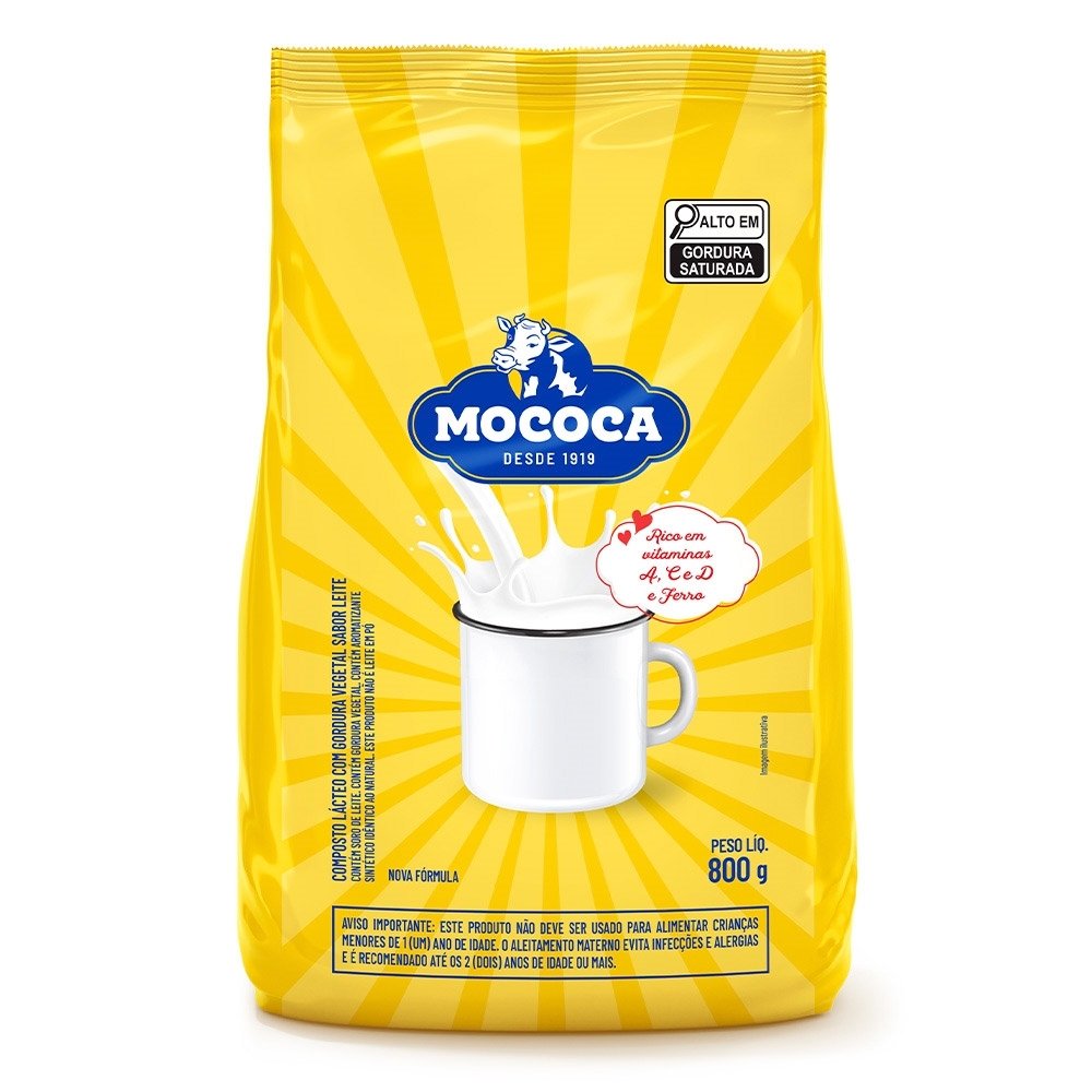 Leite em Pó Mococa Composto Lácteo Sachê 800g - Embalagem com 12 Unidades
