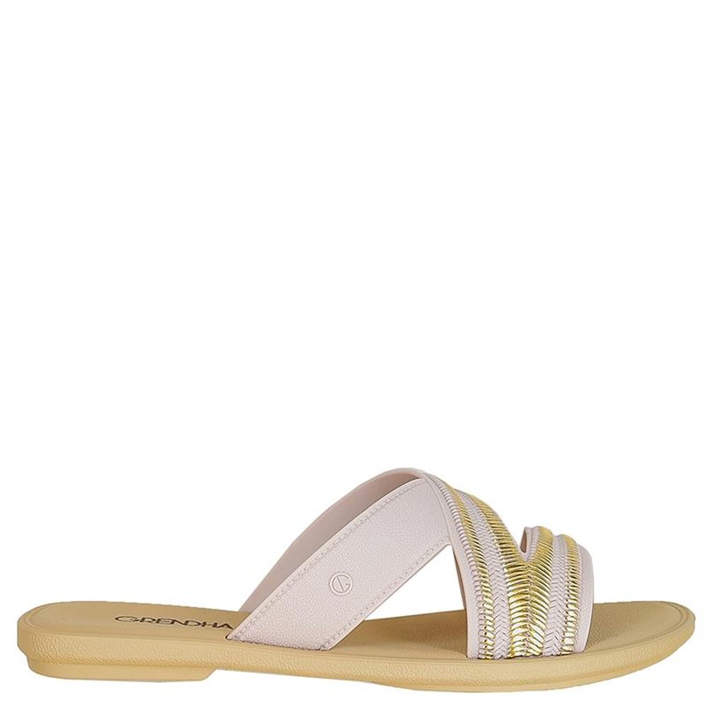 Sandalia Grendha Buriti Rafia Slide Bege - Grade com 12 pares