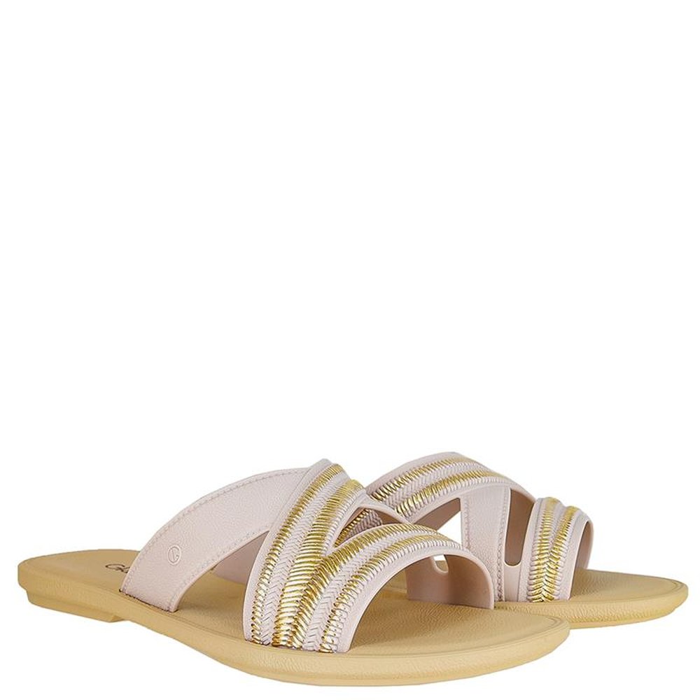 Sandalia Grendha Buriti Rafia Slide Bege - Grade com 12 pares