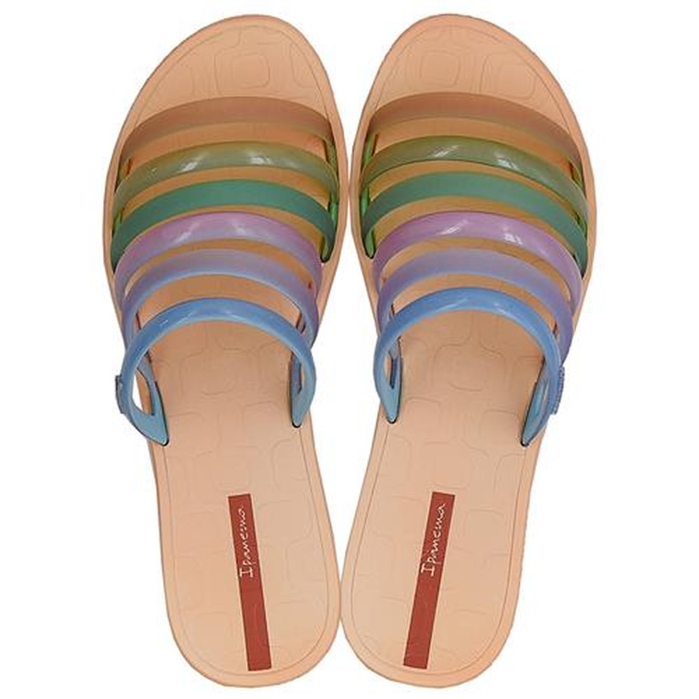 Chinelo Ipanema Multitiras Rainbow Bege - Azul - Grade com 12 pares