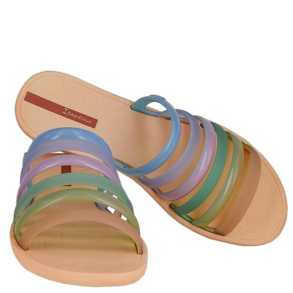 Chinelo Ipanema Multitiras Rainbow Bege - Azul - Grade com 12 pares