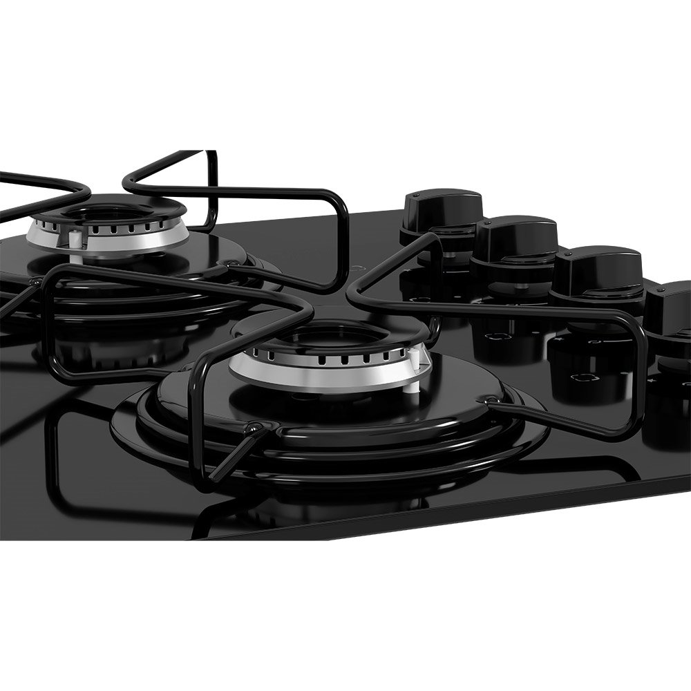Cooktop a Gás 5 Bocas Itatiaia Essencial - Mesa de Vidro Temperado, Preto, Bivolt