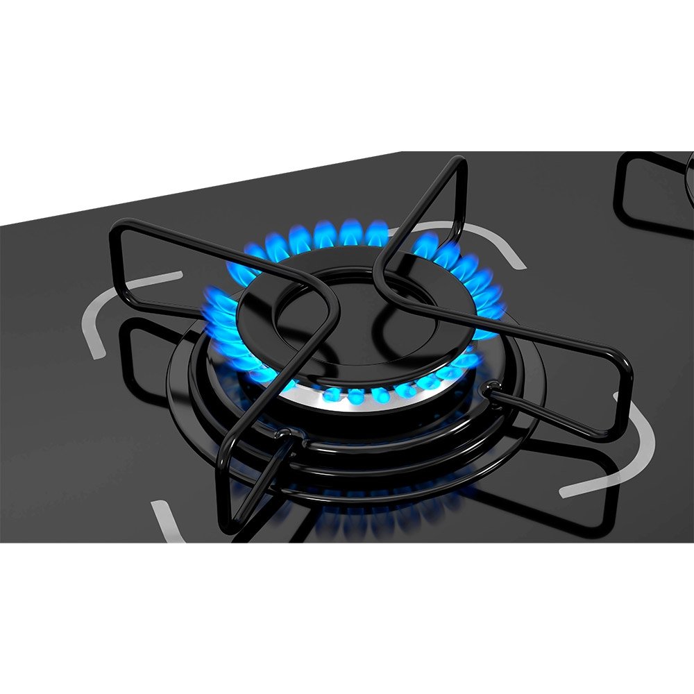 Cooktop a Gás 5 Bocas Itatiaia Essencial - Mesa de Vidro Temperado, Preto, Bivolt