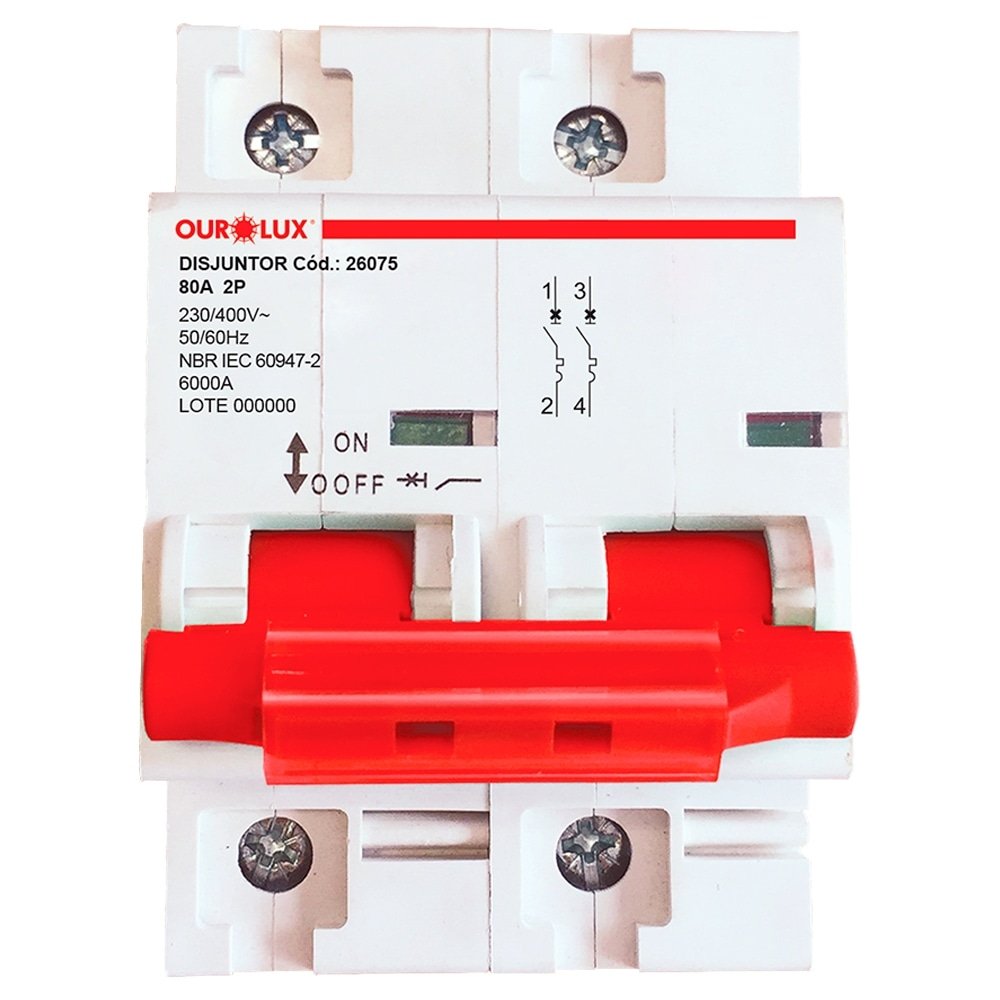 Disjuntor Ourolux Din 2P 80A Branco