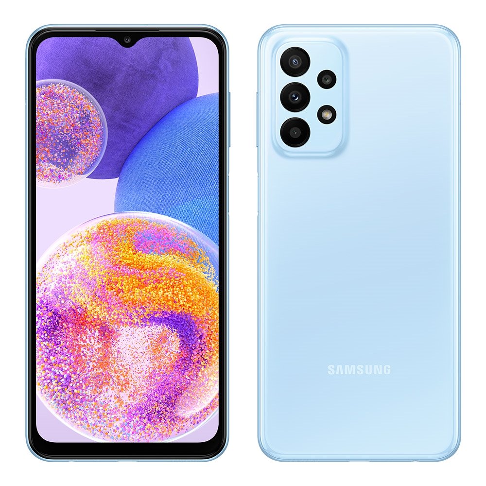 Smartphone Samsung Galaxy A23 Azul, Tela de 6.6", 5G+Wi-Fi+NFC, And. 13, Câm. Tras. 50+5+2+2MP, Frontal 8MP, 4GB RAM, 128GB