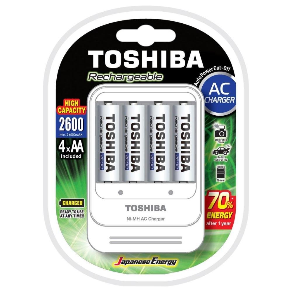 Carregador de Pilhas TNHC-6GAE4 CB Toshiba - Com 4 pilhas AA 2600mAh