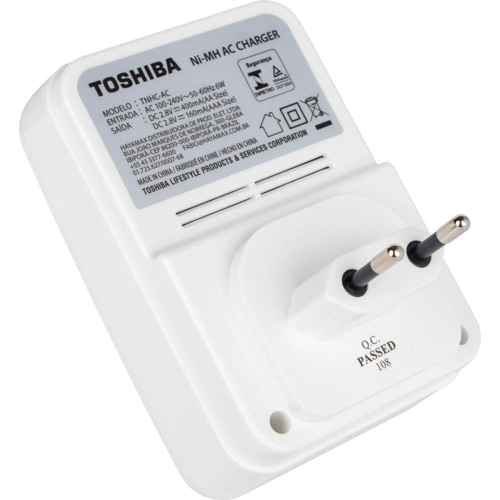 Carregador de Pilhas TNHC-6GAE4 CB Toshiba - Com 4 pilhas AA 2600mAh