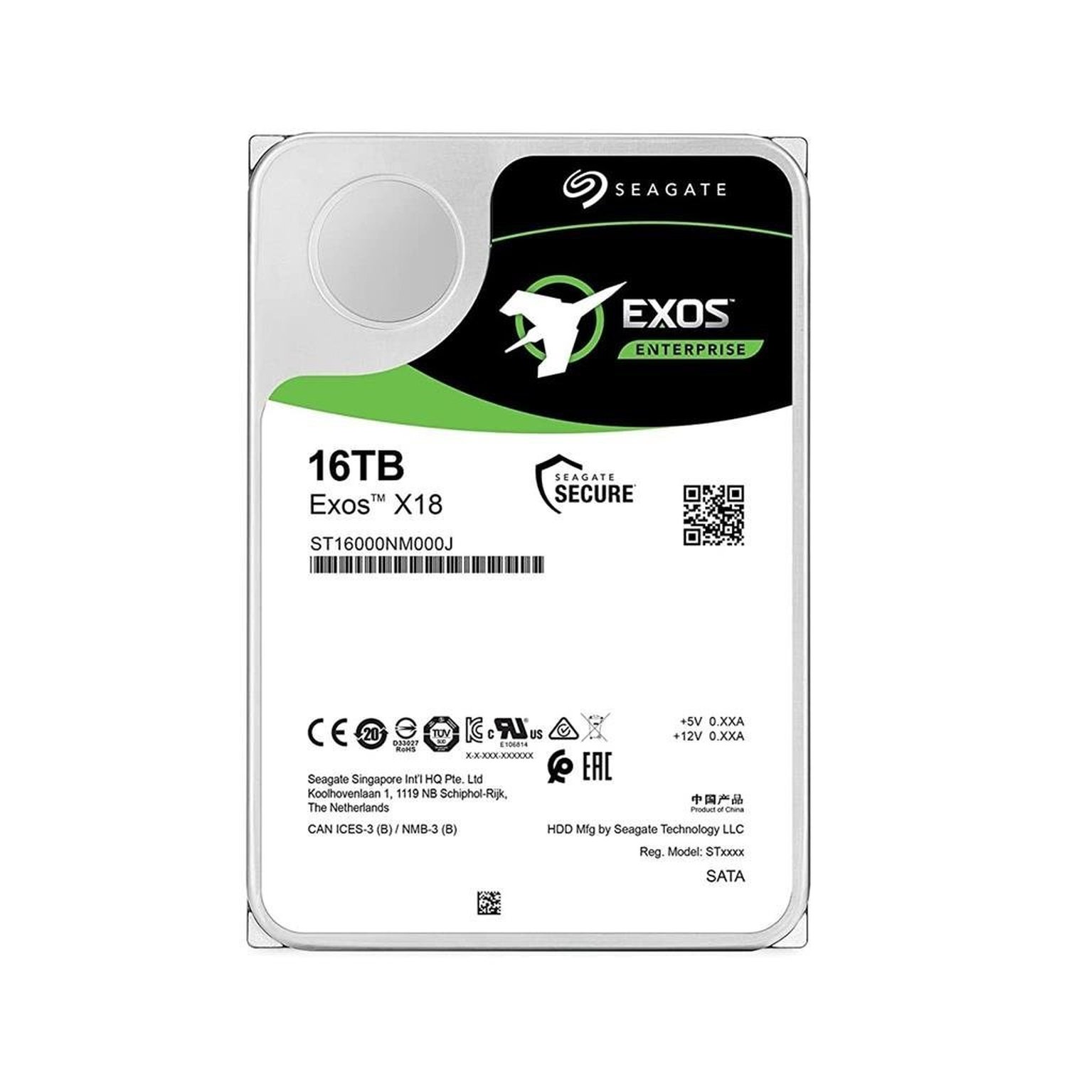 Hd Interno Seagate Exos X18, 16Tb, Para Servidor, 7200Rpm, 256Mb, Sata 6Gb/S